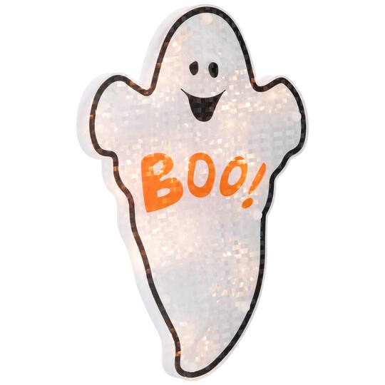 Lighted Holographic Ghost Halloween Window Silhouette Decoration